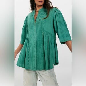 Free People We The Free “Willow” Button Down Top - Bottle Green NWT